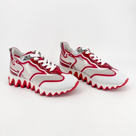 Christian Louboutin Sharkina White Mesh Red Sneakers Size 41 US 11 Women's 6947 - Picture 1 of 15